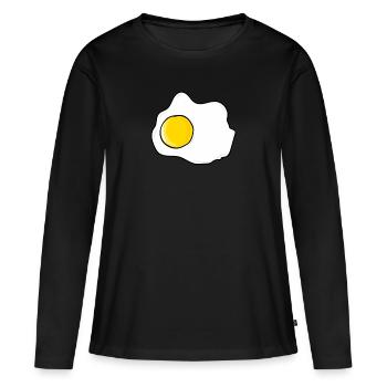 Oeuf au plat - oeufs - T-shirt manches longues Premium bio Femme - noir - Devant - Julia (174cm)