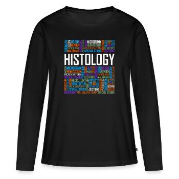 Mots d'histologie - T-shirt manches longues Premium bio Femme - noir - Devant - Julia (174cm)