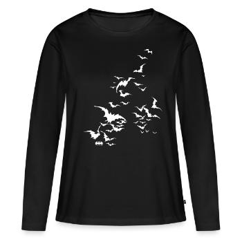 Batman 'Fledermaus Schwarm' Tee shirt Homme - T-shirt manches longues Premium bio Femme - noir - Devant - Julia (174cm)
