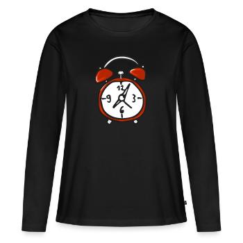 Wecker - Uhr - Frauen Premium Bio Langarmshirt - Schwarz - Vorne - Julia (174cm)