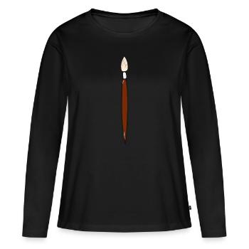 brosse - T-shirt manches longues Premium bio Femme - noir - Devant - Julia (174cm)