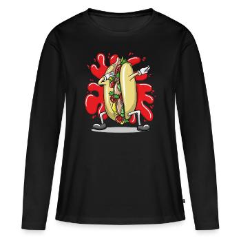 Tampon Sandwich - T-shirt manches longues Premium bio Femme - noir - Devant - Julia (174cm)