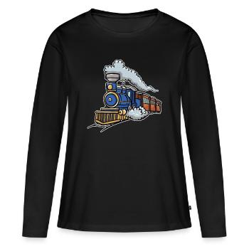 Zug - Frauen Premium Bio Langarmshirt - Schwarz - Vorne - Julia (174cm)