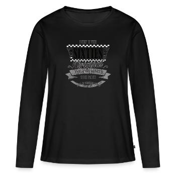 Build in the sixties - 60er - Geburtstag - Frauen Premium Bio Langarmshirt - Schwarz - Vorne - Julia (174cm)