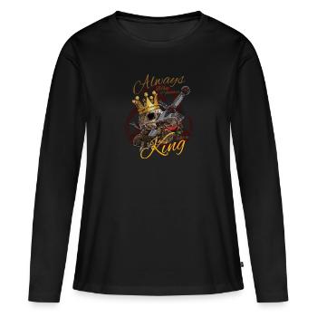 Soyez toujours courageux et sans peur comme un roi - T-shirt manches longues Premium bio Femme - noir - Devant - Julia (174cm)