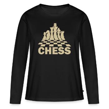 schach spielen spieler - Frauen Premium Bio Langarmshirt - Schwarz - Vorne - Julia (174cm)