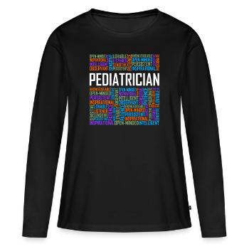 Mots de pédiatre - T-shirt manches longues Premium bio Femme - noir - Devant - Julia (174cm)