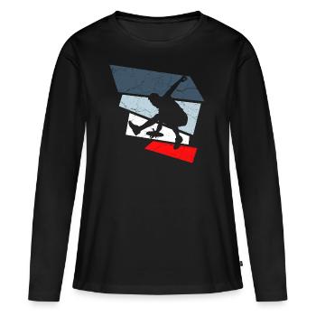 frisbee - T-shirt manches longues Premium bio Femme - noir - Devant - Julia (174cm)