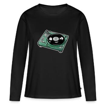 Disque vinyle - T-shirt manches longues Premium bio Femme - noir - Devant - Julia (174cm)