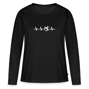 Herzschlag Fussball - Frauen Premium Bio Langarmshirt - Schwarz - Vorne - Julia (174cm)