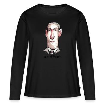 H. P. Lovecraft (Cthulhu) - Frauen Premium Bio Langarmshirt - Schwarz - Vorne - Julia (174cm)