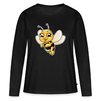 Biene - Frauen Premium Bio Langarmshirt - Schwarz - Vorne - Julia (174cm)