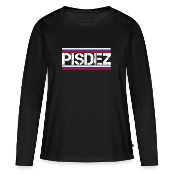 PISDEZ - Pisdetz - Chemise Pizdez пиздец Russie - T-shirt manches longues Premium bio Femme - noir - Devant - Julia (174cm)