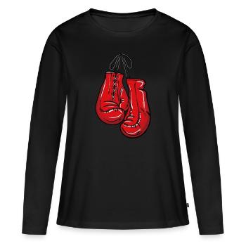 Gants de boxe - T-shirt manches longues Premium bio Femme - noir - Devant - Julia (174cm)