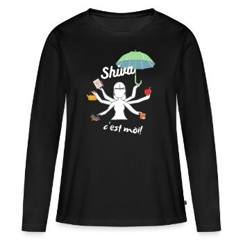 Parce que toute femme est un peu une Shiva ! - T-shirt manches longues Premium bio Femme - noir - Devant - Julia (174cm)