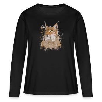 luchs - Frauen Premium Bio Langarmshirt - Schwarz - Vorne - Julia (174cm)