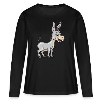 Esel - Frauen Premium Bio Langarmshirt - Schwarz - Vorne - Julia (174cm)