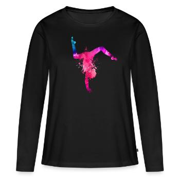 Poirier gymnaste gymnastique fille - T-shirt manches longues Premium bio Femme - noir - Devant - Julia (174cm)