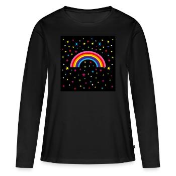 12 ciel étoilé arc-en-ciel - T-shirt manches longues Premium bio Femme - noir - Devant - Julia (174cm)