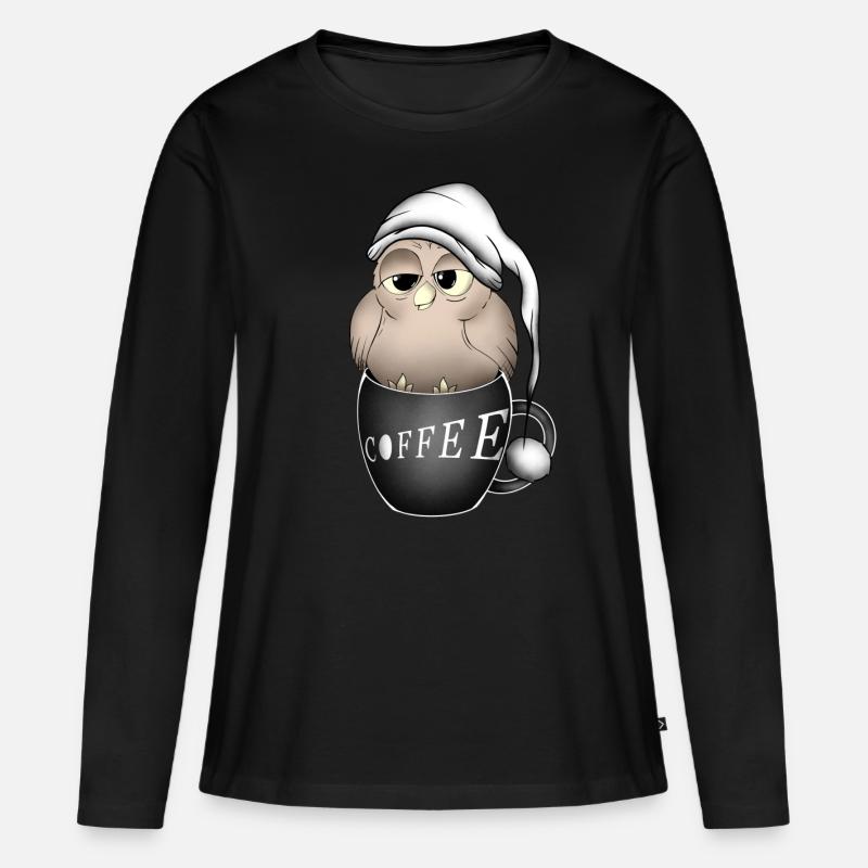 Eule - Frauen Premium Bio Langarmshirt - Schwarz