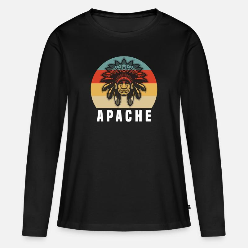 Apache - Frauen Premium Bio Langarmshirt - Schwarz
