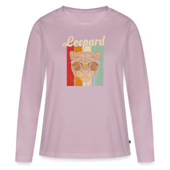 léopard - T-shirt manches longues Premium bio Femme - rose poudré - Devant - Julia (174cm)