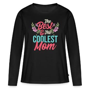 Maman Fête des Mères - T-shirt manches longues Premium bio Femme - noir - Devant - Julia (174cm)