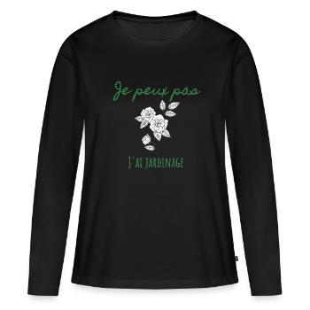 Je peux pas, j'ai jardinage - T-shirt manches longues Premium bio Femme - noir - Devant - Julia (174cm)