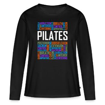 Mots Pilates - T-shirt manches longues Premium bio Femme - noir - Devant - Julia (174cm)