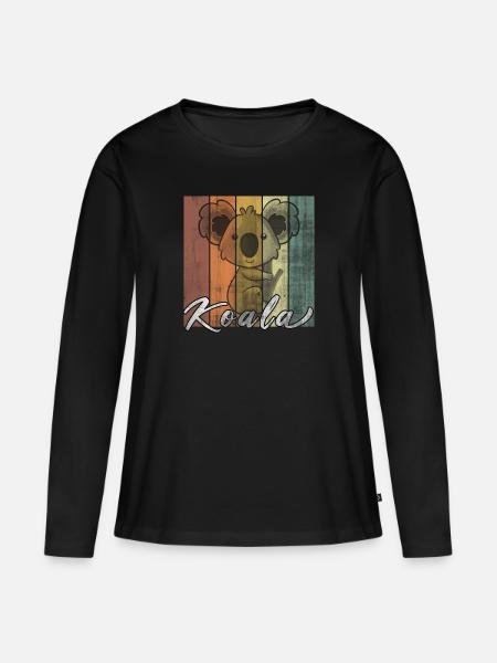 Koala - Frauen Premium Bio Langarmshirt - Schwarz