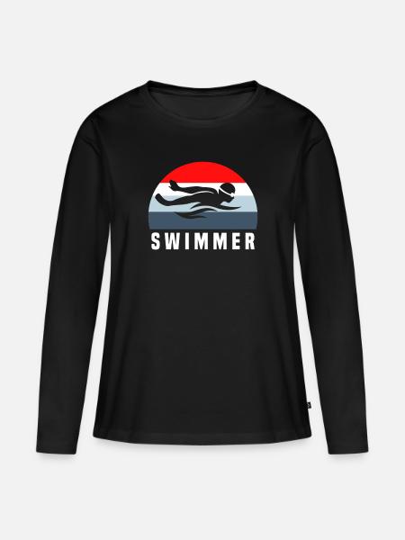 Schwimmer - Frauen Premium Bio Langarmshirt - Schwarz