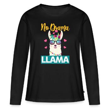 Lama Drama Jolie - T-shirt manches longues Premium bio Femme - noir - Devant - Julia (174cm)