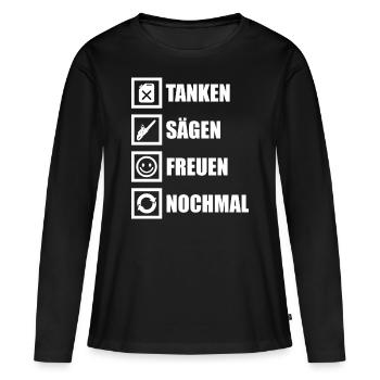 Holzfäller Geschenk lustig Forstwirtschaft Wald - Frauen Premium Bio Langarmshirt - Schwarz - Vorne - Julia (174cm)