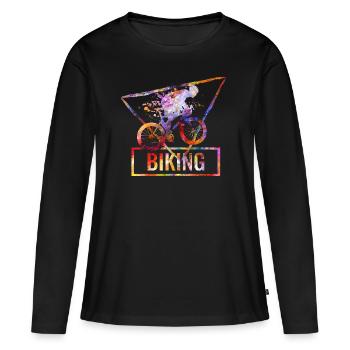 Faire du vélo - T-shirt manches longues Premium bio Femme - noir - Devant - Julia (174cm)