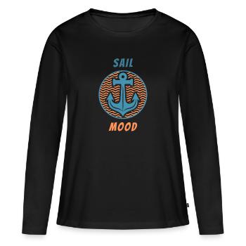 Sail-Mood - T-shirt manches longues Premium bio Femme - noir - Devant - Julia (174cm)