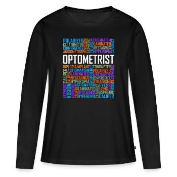 Mots d'optométriste - T-shirt manches longues Premium bio Femme - noir - Devant - Julia (174cm)