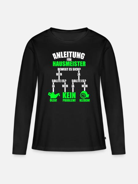 Anleitung für Hausmeister Hauswart Geschenk - Frauen Premium Bio Langarmshirt - Schwarz