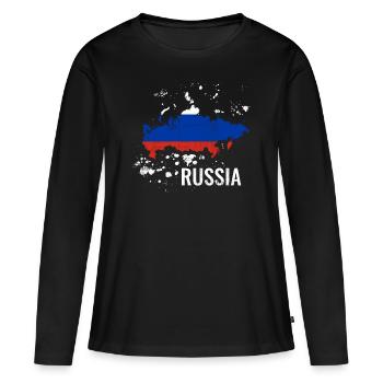 Russie - T-shirt manches longues Premium bio Femme - noir - Devant - Julia (174cm)