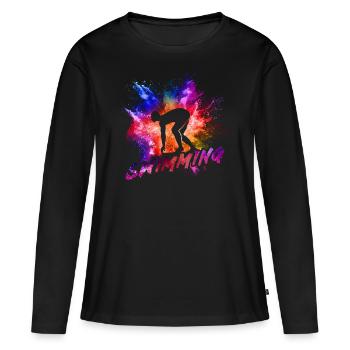nager - T-shirt manches longues Premium bio Femme - noir - Devant - Julia (174cm)