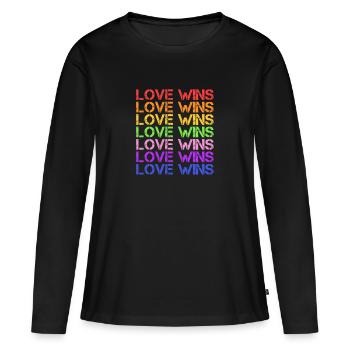 Love Wins - Frauen Premium Bio Langarmshirt - Schwarz - Vorne - Julia (174cm)