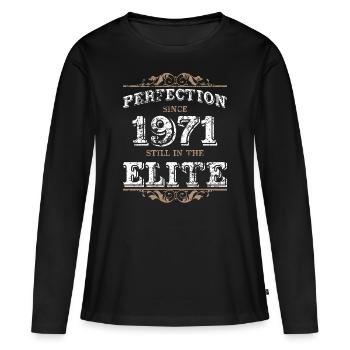 Perfection since 1971 still in the elite - T-shirt manches longues Premium bio Femme - noir - Devant - Julia (174cm)