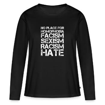 Contre le racisme Nazis contre le racisme Anti racisme - T-shirt manches longues Premium bio Femme - noir - Devant - Julia (174cm)