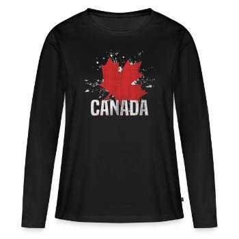 Canada - T-shirt manches longues Premium bio Femme - noir - Devant - Julia (174cm)