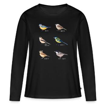 Vogelbeobachtungsgeschenk - Blaumeise, Kohlmeise - Frauen Premium Bio Langarmshirt - Schwarz - Vorne - Julia (174cm)