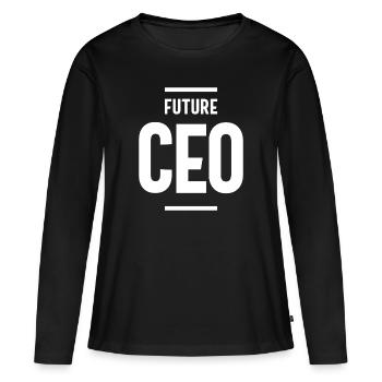 Cadeau du titre du futur poste de PDG - T-shirt manches longues Premium bio Femme - noir - Devant - Julia (174cm)