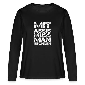 Arbeitslos Assi Geschenk Arbeitsamt Hartz 4 Spruch - Frauen Premium Bio Langarmshirt - Schwarz - Vorne - Julia (174cm)
