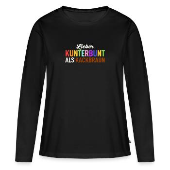 FCK Nazis Raus Gegen Rechts Anti Rassismus Spruch - Frauen Premium Bio Langarmshirt - Schwarz - Vorne - Julia (174cm)