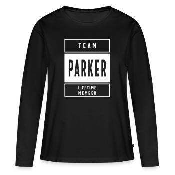 Cadeau d'anniversaire personnalisé par Parker - T-shirt manches longues Premium bio Femme - noir - Devant - Julia (174cm)