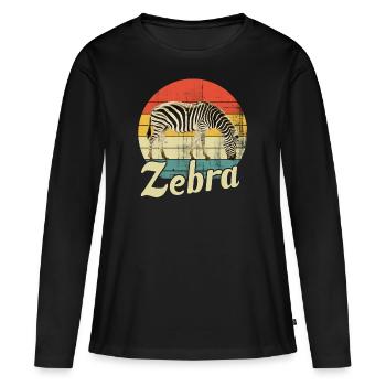 Zebra - Frauen Premium Bio Langarmshirt - Schwarz - Vorne - Julia (174cm)