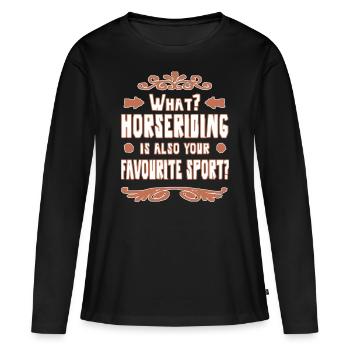 Équitation Cheval Cadeau fille - T-shirt manches longues Premium bio Femme - noir - Devant - Julia (174cm)